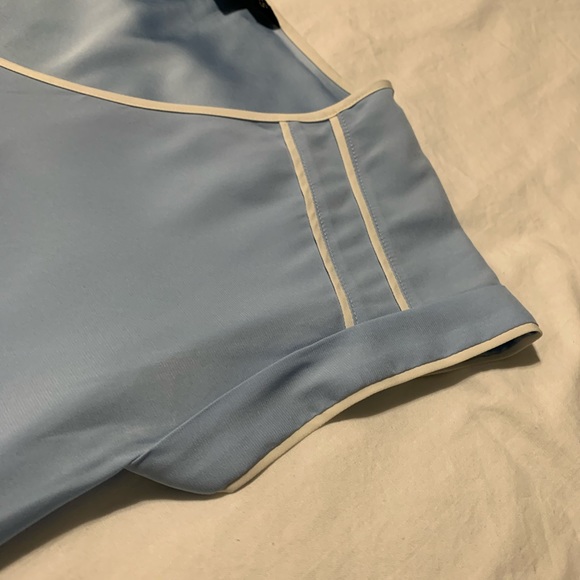 Express Light Blue Top with White Piping Detail - Picture 7 of 11